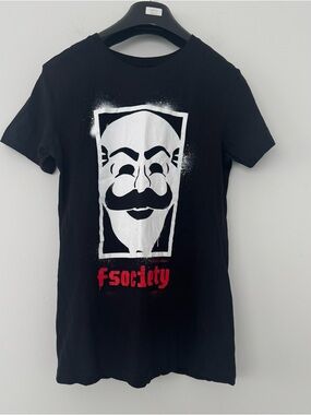 Loot Crate Black Fsociety Mask Graphic Tee Hiking Drama TV Show Youth M/L